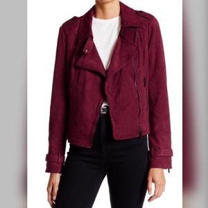 BLANC NOIR FAUX SUEDE MOTO JACKET